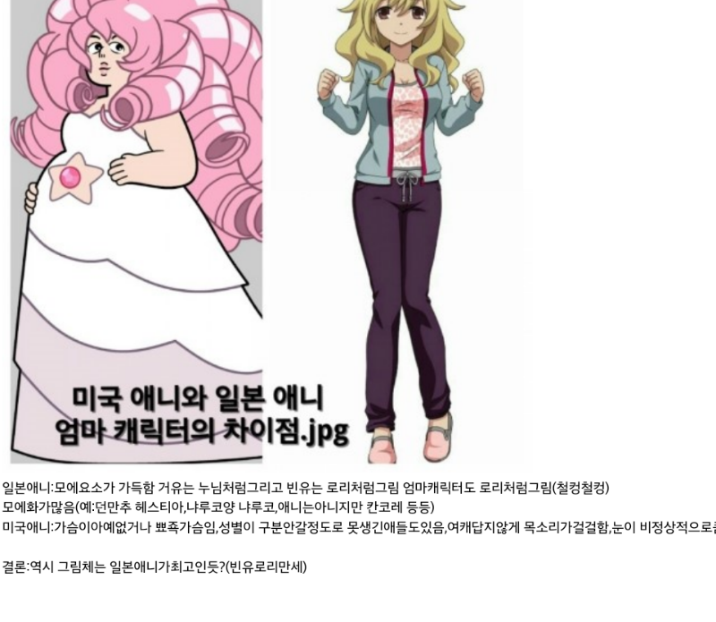 어느 덕후들이 말하는 일본애니와 미국애니 여캐의 특징.jpg | 인스티즈