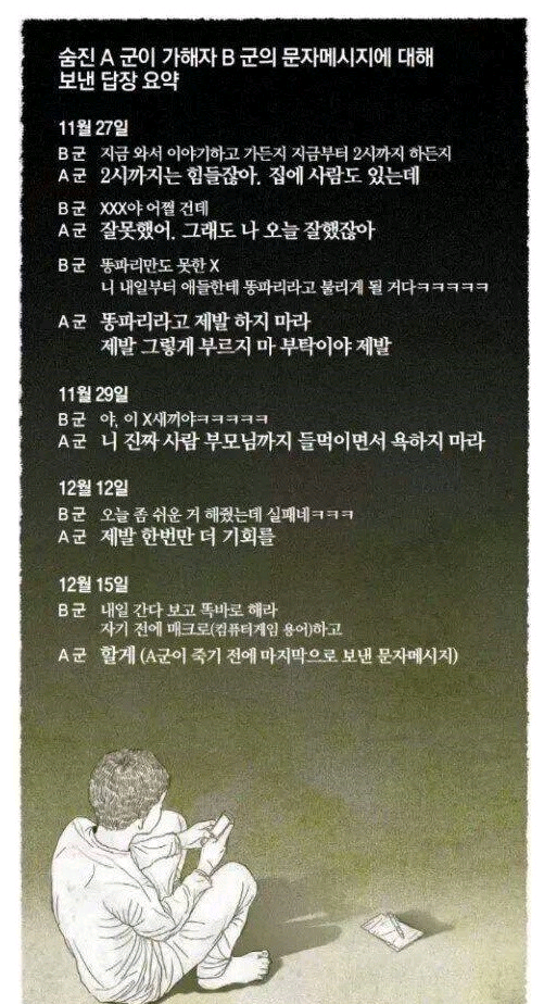 자살 청소년이 받은 협박문자 | 인스티즈