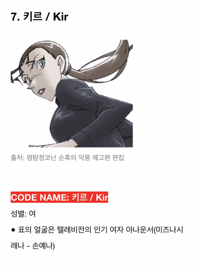 명탐정코난 검은조직 멤버들 정리 | 인스티즈