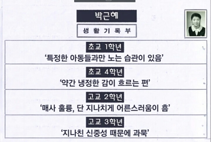 박근혜 생활기록부.jpg | 인스티즈