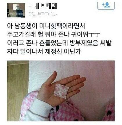 남동생이 준 미니핫팩.jpg | 인스티즈