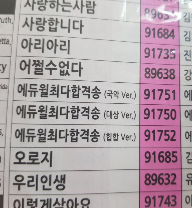 이런걸 노래방에서 부르는 사람이 있으니까 추가 된거겠지? | 인스티즈